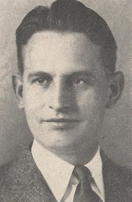 young Dean Ernest Raba in suit and tie, about 1946