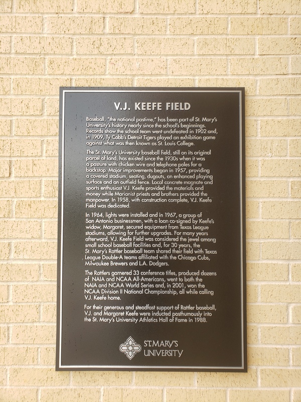 V.J. Keefe plaque